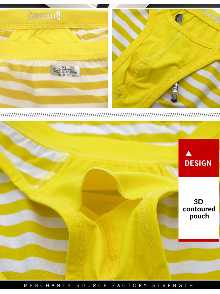 4 Pack Men's Mid-Rise Cotton Striped Briefs