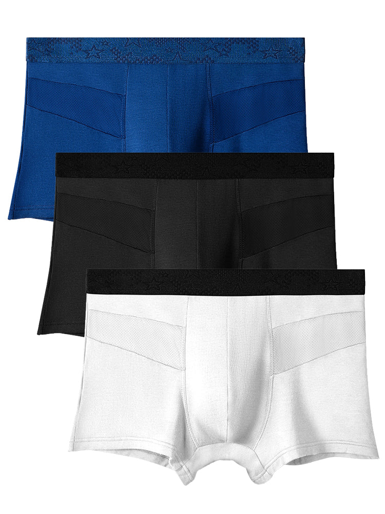 3 Pack Men's Breathable Splicing Mesh Trunks