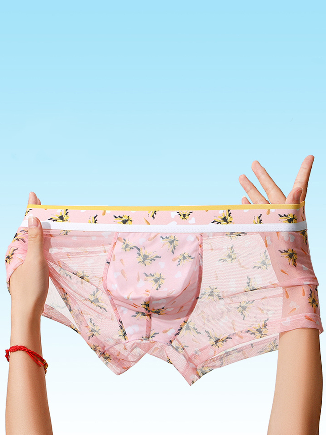 4 Pack Men's Sexy Printed Mesh Trunks