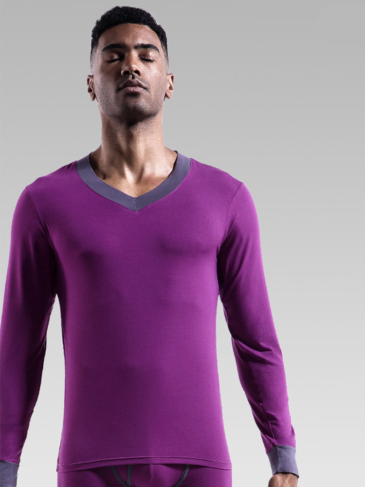 Mens Base Layers V-Neck Thermal Shirt