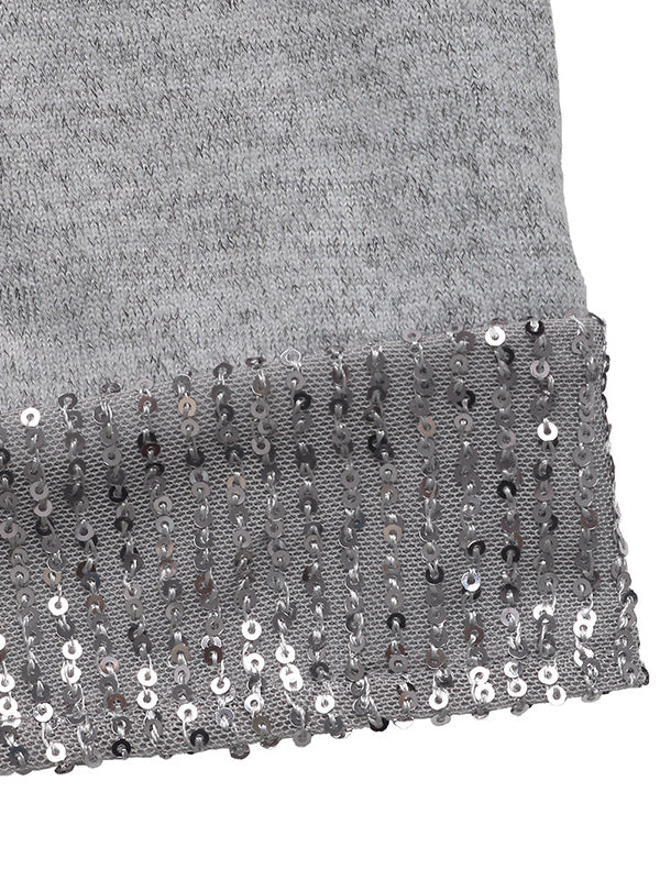 Bodycon Long Sleeves Sequined Split-Joint Round-Neck Mini Dresses