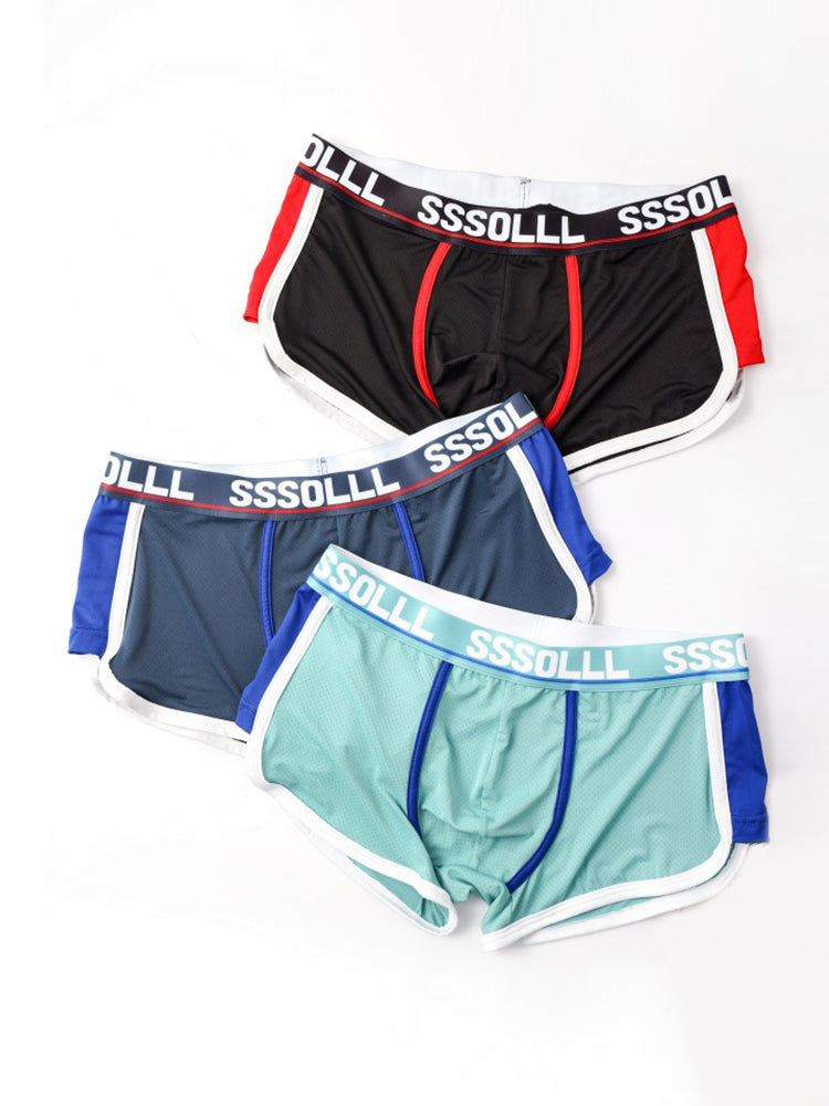 3 Pack Men's Mid-Rise Ice Silk Mesh Trunks