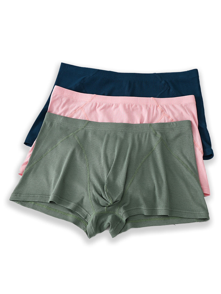 3 Pack Men's Breathable Comfort U-Shaped Raised Pocket Ribbed Briefs