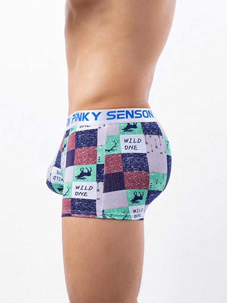 4 Pack Men's Checkered Pattern Cotton Trunks