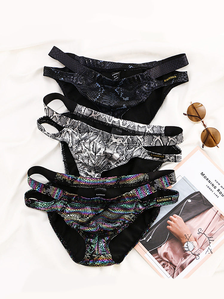 2-pack Men's Snake Print Hollow Briefs