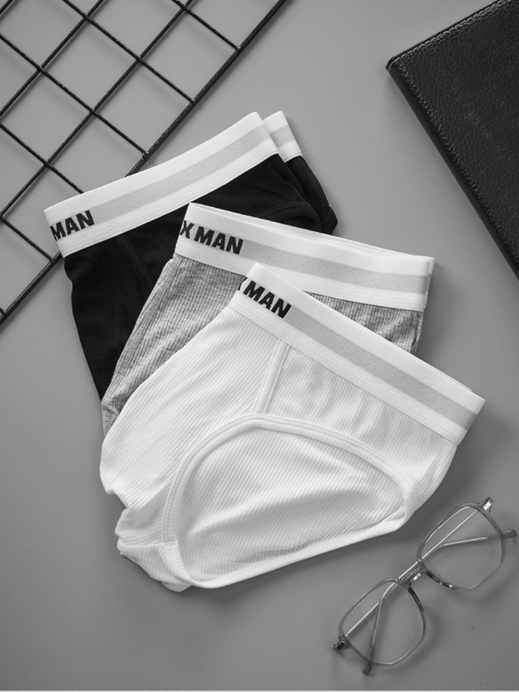 2-Pack Men's Threaded Design Breathable Comfort Low-Rise Thin U-convex Briefs