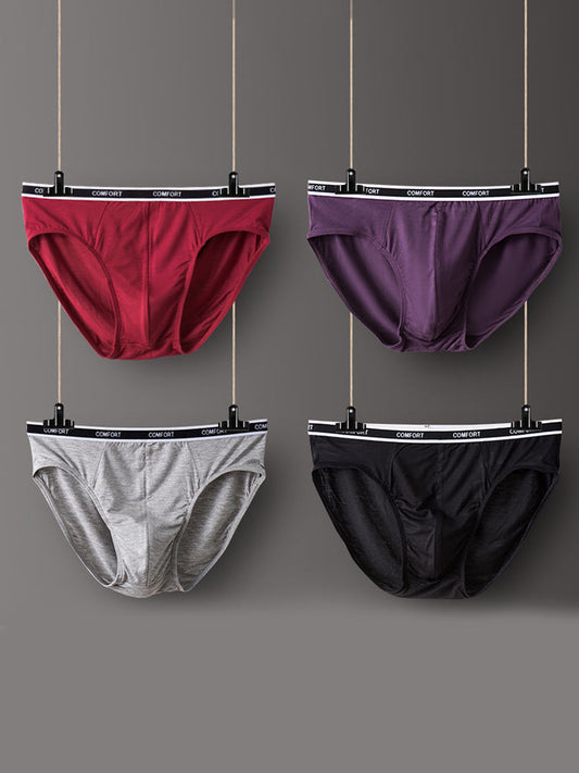 3 Pack Men's Soft and Breathable Solid Color Modal Briefs