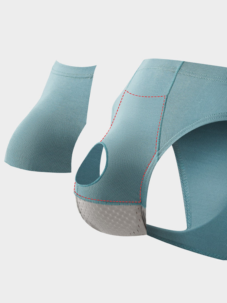 3 Pack Men's Sexy Mesh Breathable Gun Egg Separation Cotton Briefs