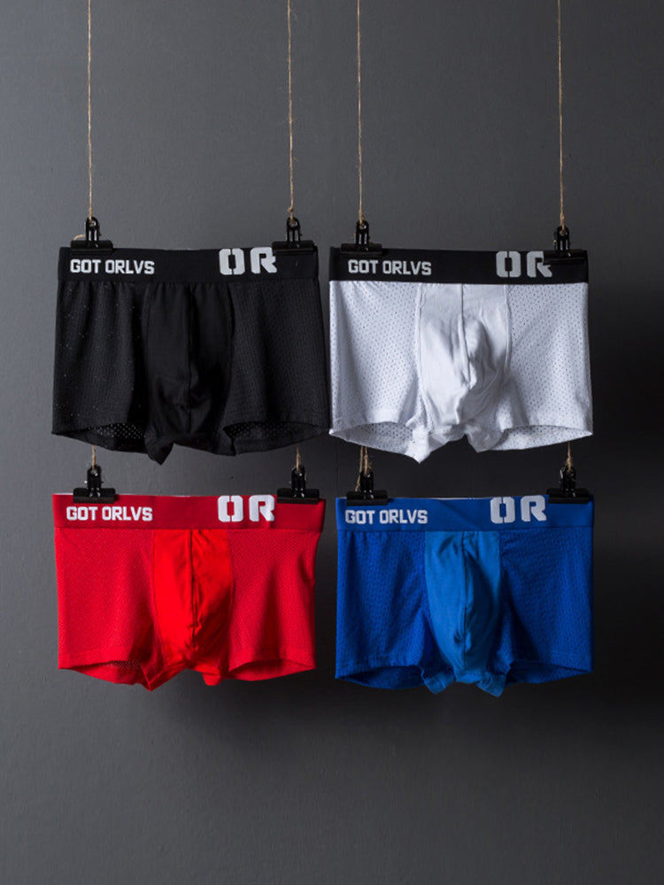 2 Pack Men's Sexy Transparent Seamless Mesh Solid Color Breathable Trunks & Bikini