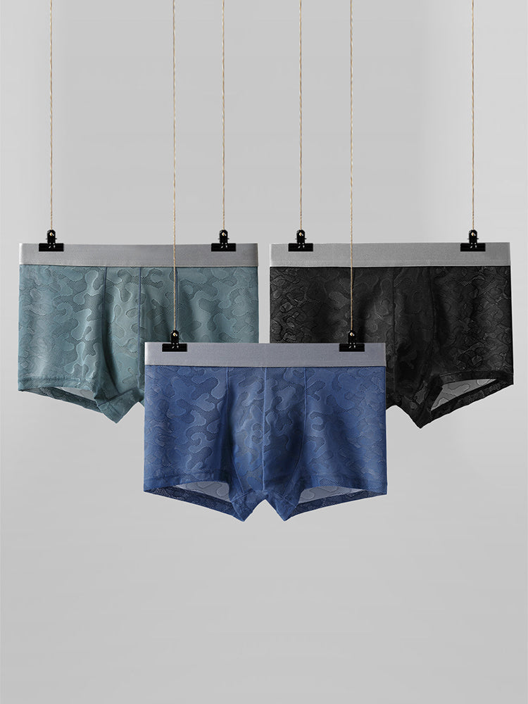 3 Pack Men's Graphene Anti-Bacterial Hollow Lace Ultra-Thin Trunks