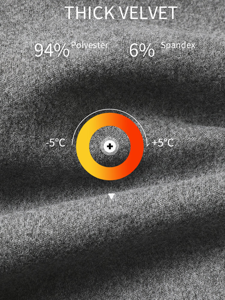 Men's High Waist Plus Fleece Cotton Warm Pants with  with Fly