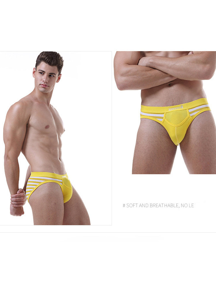 4 Pack Men's Mid-Rise Cotton Striped Briefs