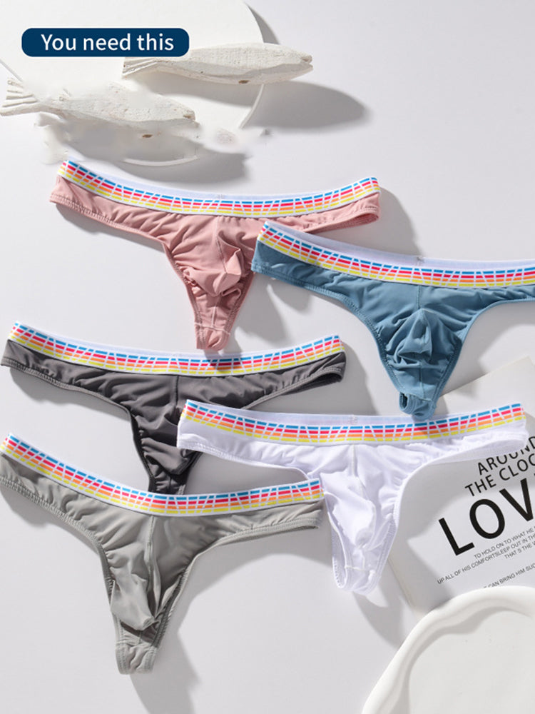 3 Pack Men's Ice Silk Middle-Rise Summer Thongs