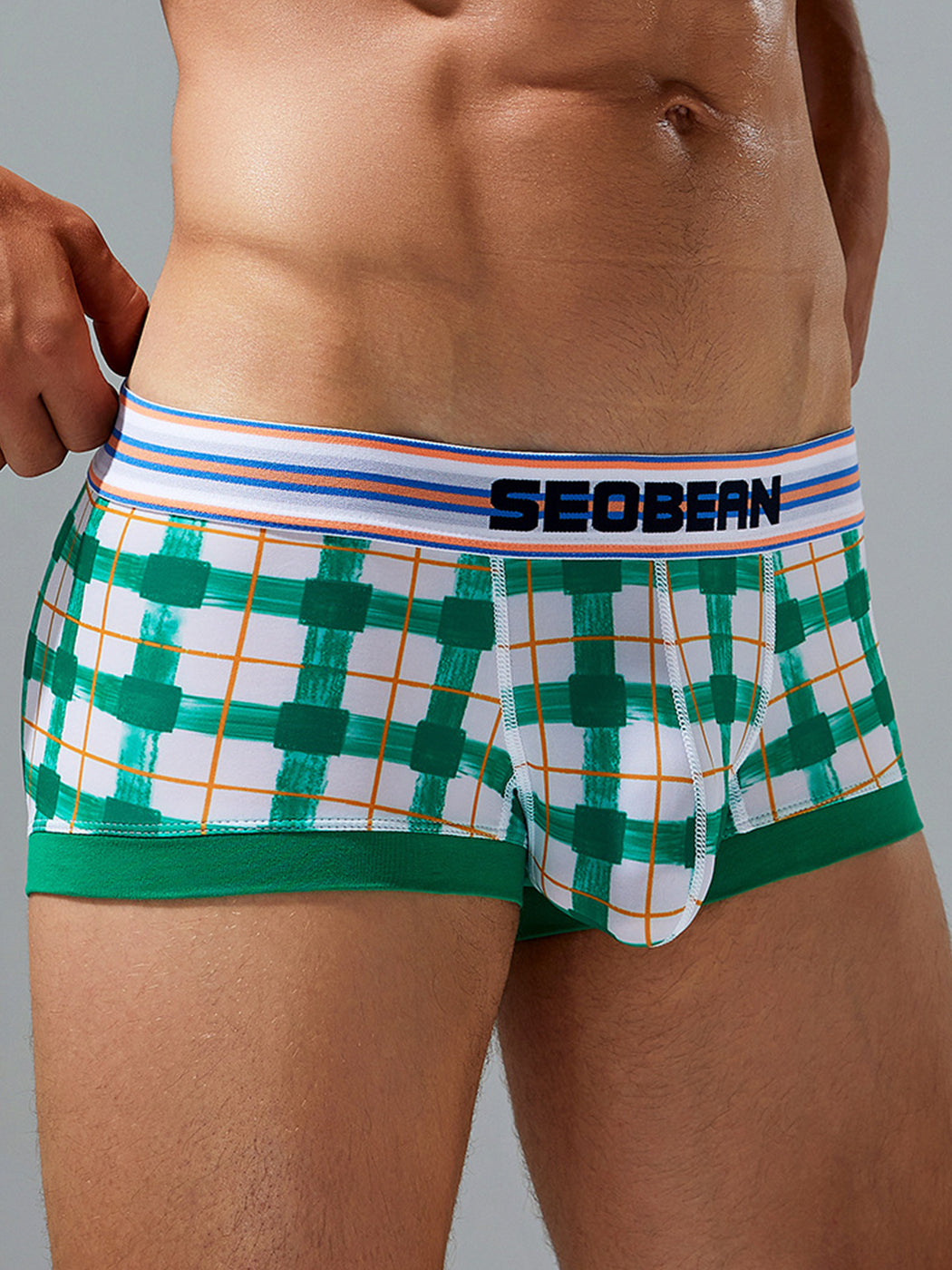 Men's Relaxed Plaid U Pouch Trunks