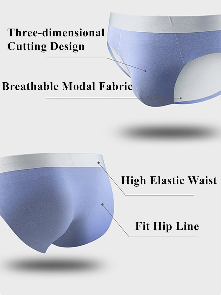 Men's Seamless Spliced Color Pouch Briefs