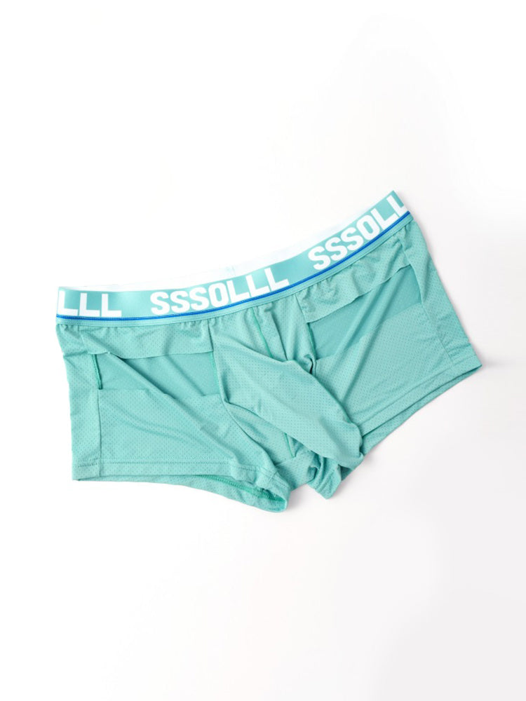 3 Pack Men's Mid-Rise Ice Silk Hollow-Out Trunks