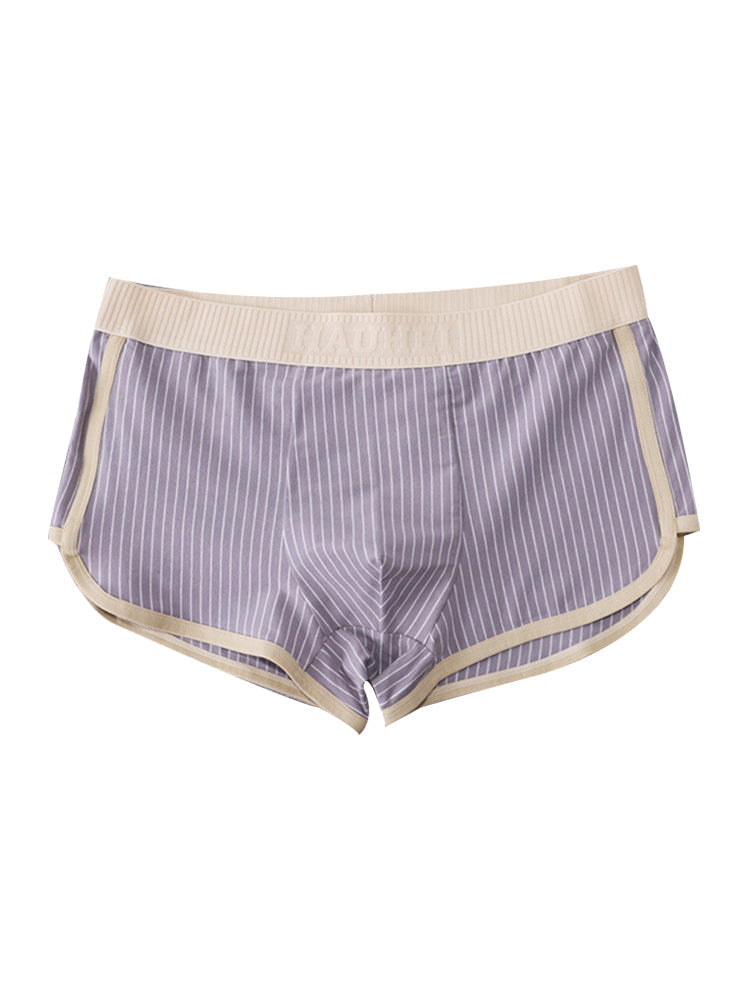 4 Pack Men's Striped Printed Personality Trendy Youth Boxer Briefs