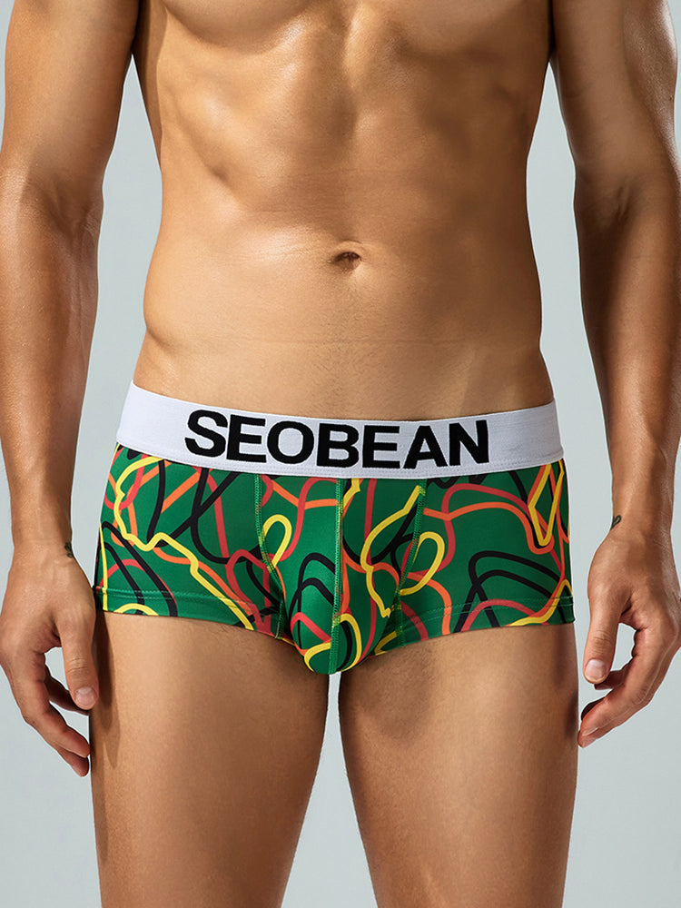 2 Pack Men's Comfortable Breathable Messy Lines Polyester Boxer Briefs