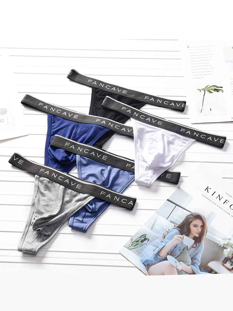 3 Pack Men's Modal U-Pouch Mid-Rise Thongs