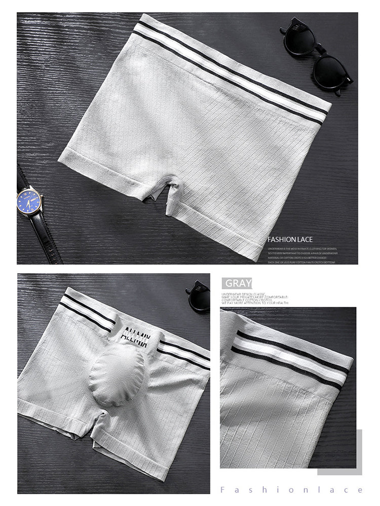 3 Pack ALLMIX Men's Sexy Striped Seamless Low Waist Boxers Briefs