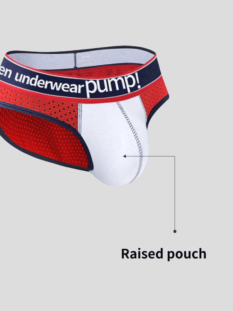 2 Pack Men's Breathable Mesh Comfortable U-convex Large Pouch Sports Briefs