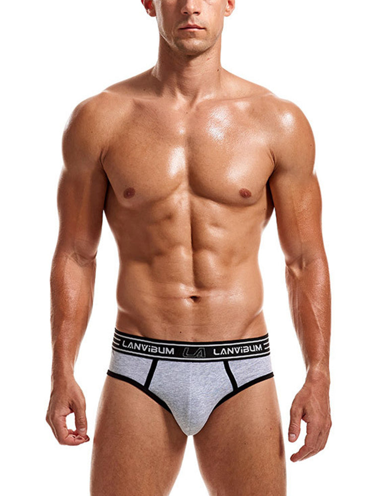 Men's Spliced Color Pouch Briefs