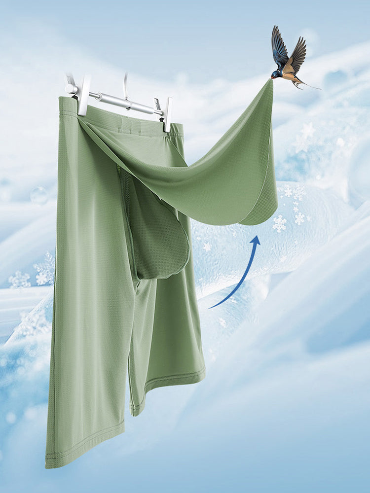Men's Ice Silk Raised Opening Culottes Mesh Plus Length Boxer Briefs