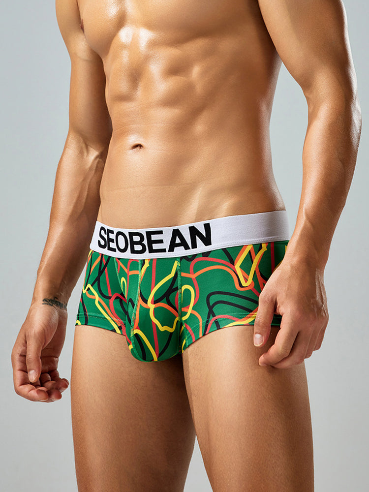 2 Pack Men's Comfortable Breathable Messy Lines Polyester Boxer Briefs