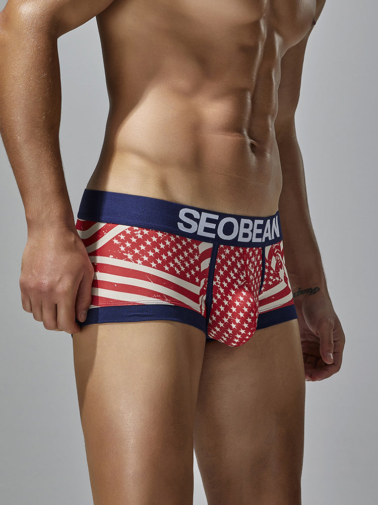 2 Pack Men's Statue of Liberty Print Comfortable and Breathable Trunks