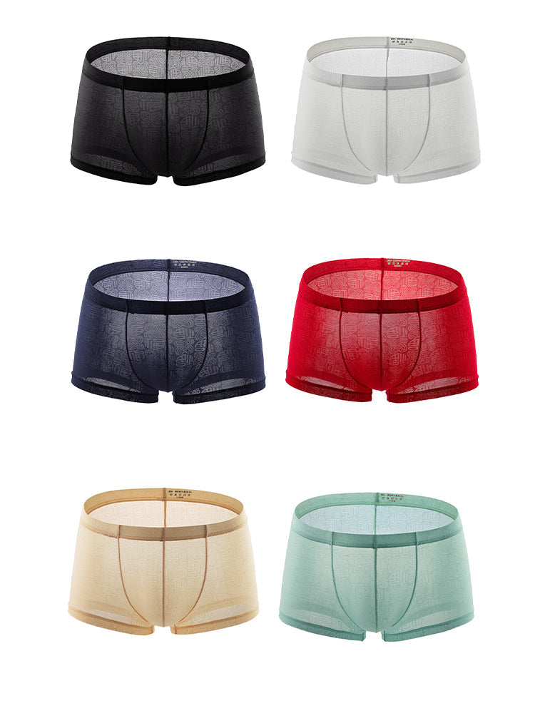 4 Pack Men's Sexy Breathable Jacquard Trunks