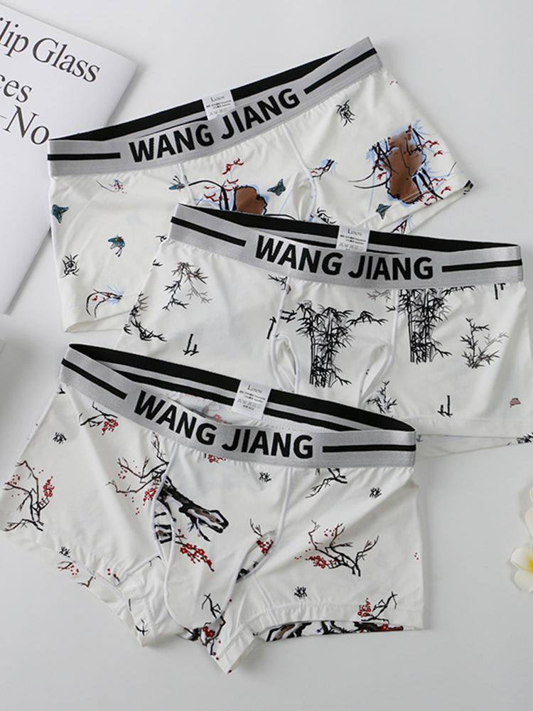 3 Pack Men's Ice Silk Dual Pouch Trunks