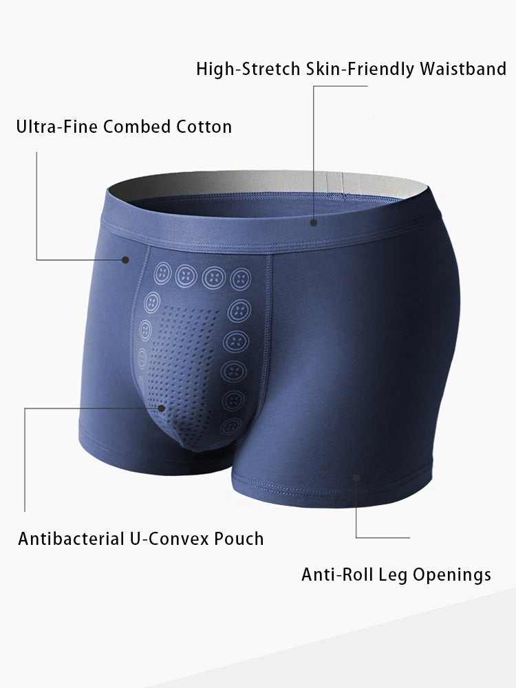 4 Pack Men's Mid-Rise Cotton Antibacterial Breathable Trunks