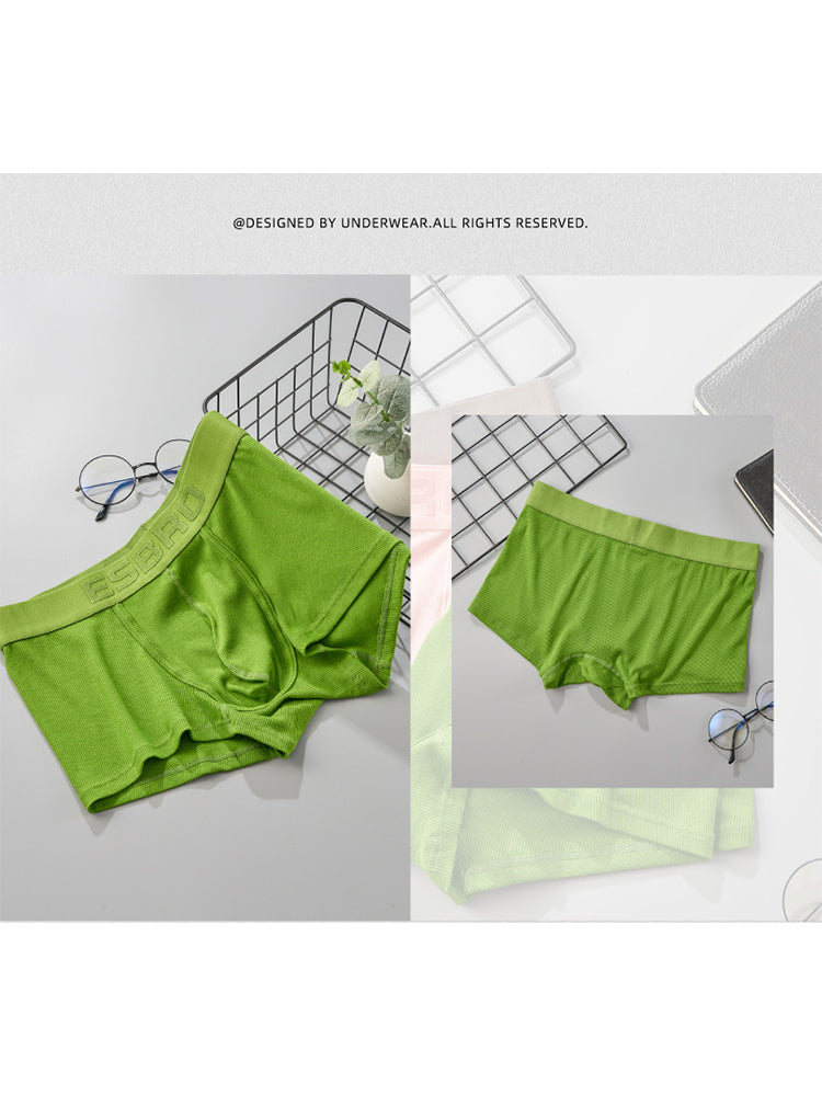 2 Pack Men's Single-Layer U-Pouch Ribbed Sweat-Absorbing Breathable Trunks