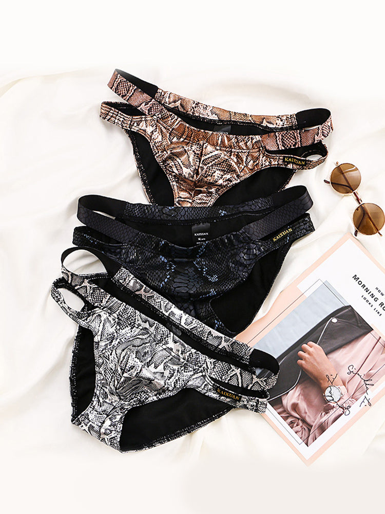 2-pack Men's Snake Print Hollow Briefs