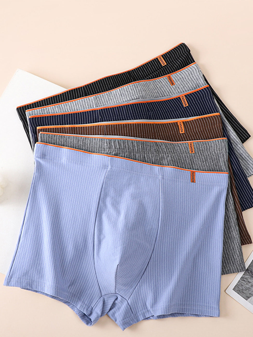 4 Pack Men's Striped Printed Breathable Cotton Trunks