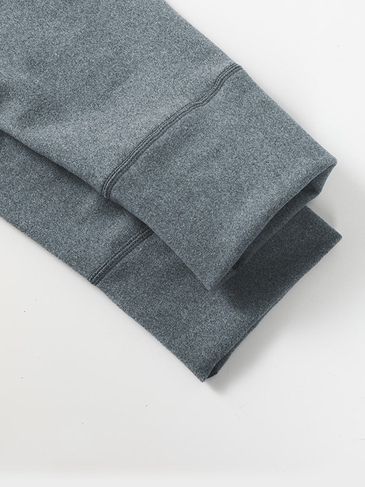 Men's High Waist Plus Fleece Cotton Warm Pants with  with Fly