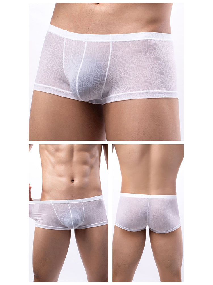 4 Pack Men's Sexy Breathable Jacquard Trunks