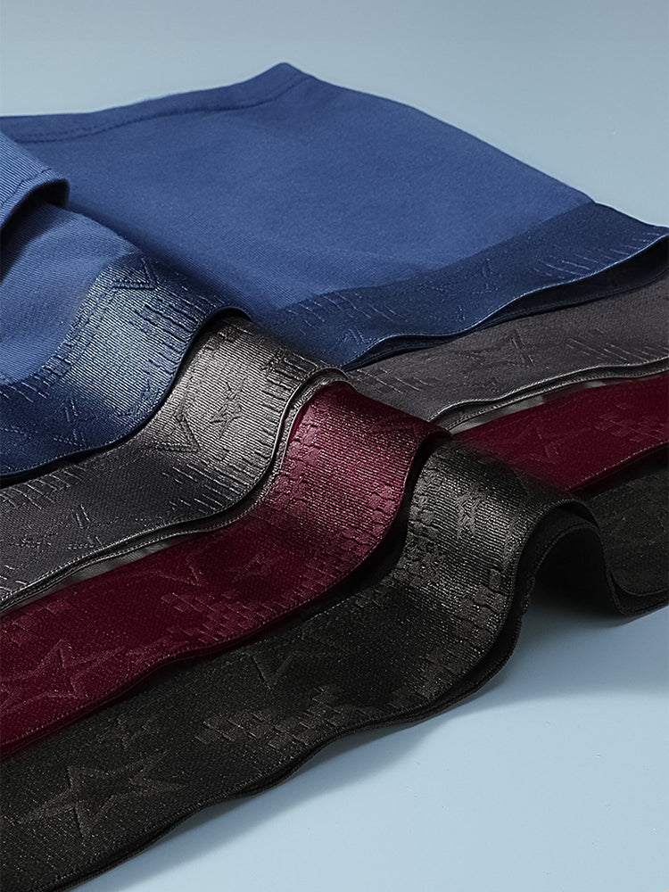 4 Pack Men's Solid Color Separation Pouch Style Separated Breathable Rayon Trunks