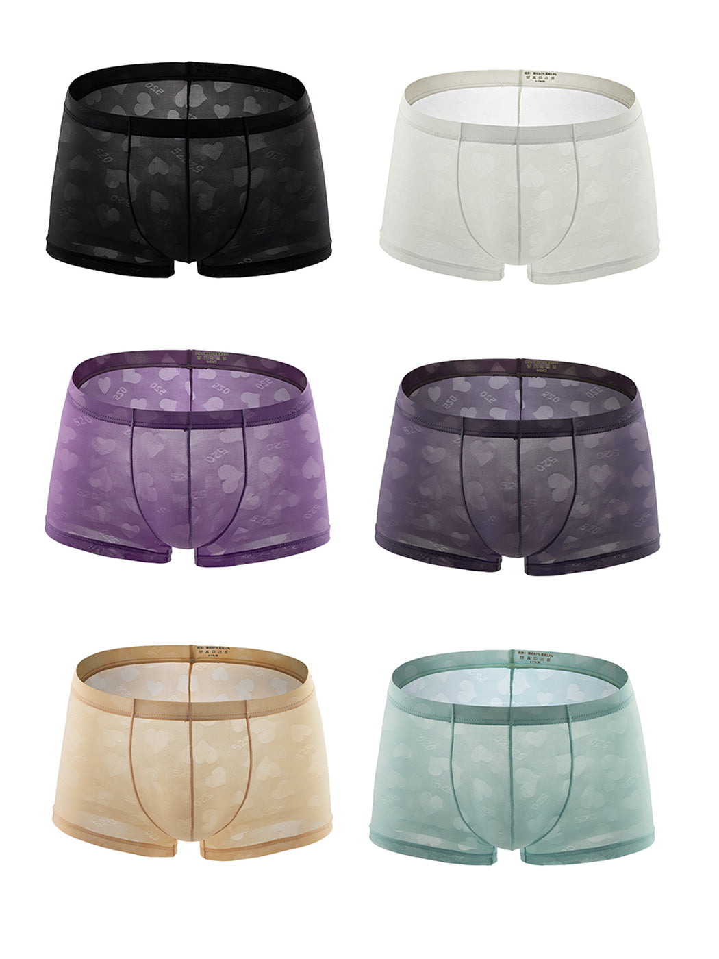 4 Pack Men's Sexy Heart Mesh Trunks