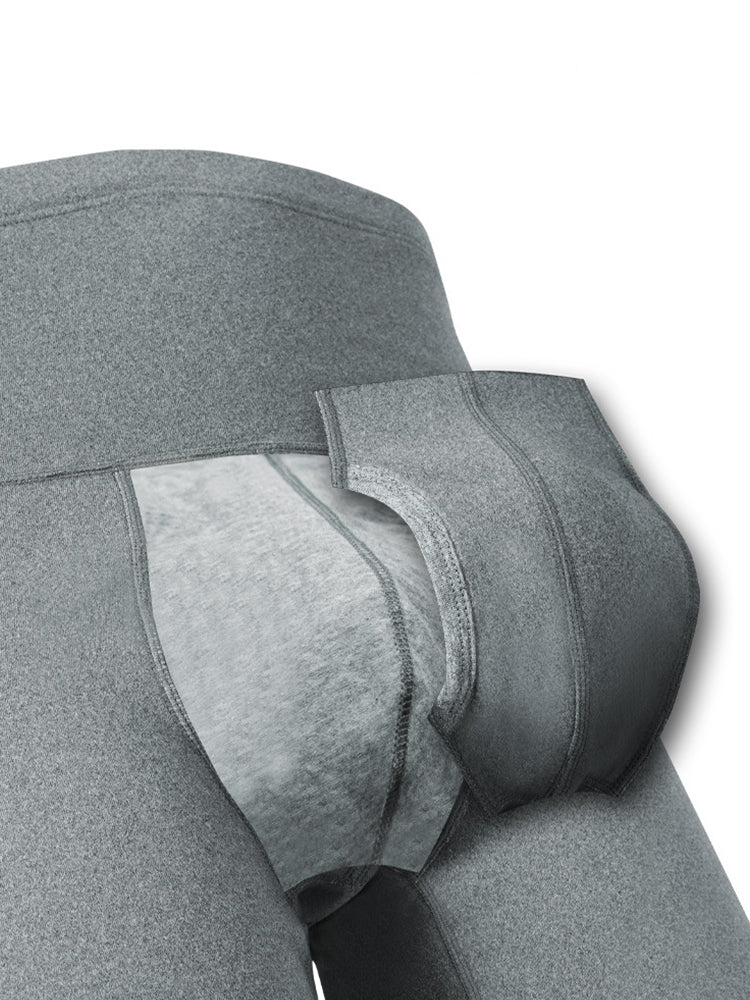 Men's High Waist Plus Fleece Cotton Warm Pants with  with Fly