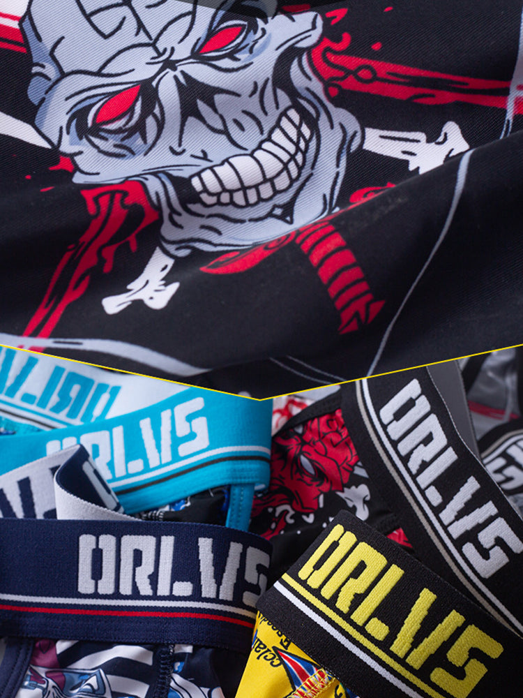 2 Pack Men's Breathable Ice Silk High-Cut Printed Bikini