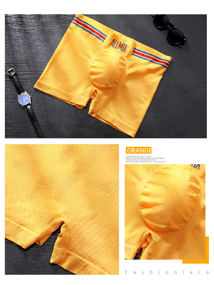 3 Pack ALLMIX Men's Sexy Striped Seamless Low Waist Boxers Briefs