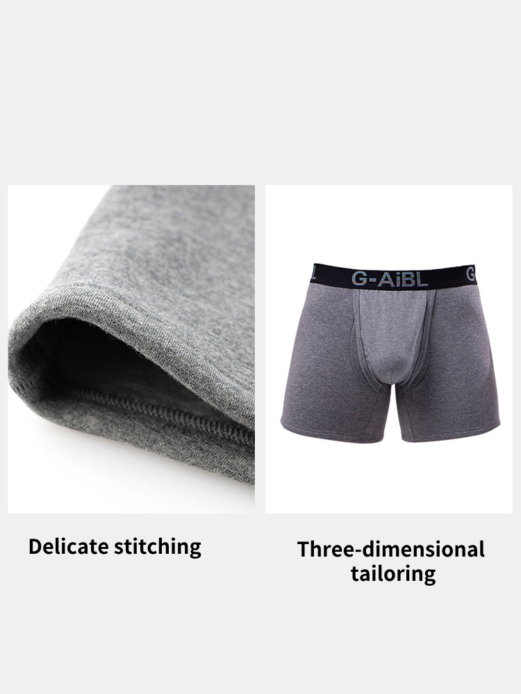 2 Pack Men's Solid Color Bullet Separated U-Pocket Plush Boxer Briefs