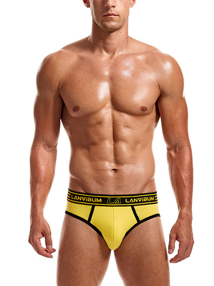 Men's Spliced Color Pouch Briefs