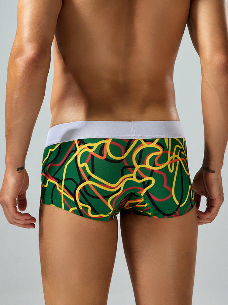 2 Pack Men's Comfortable Breathable Messy Lines Polyester Boxer Briefs