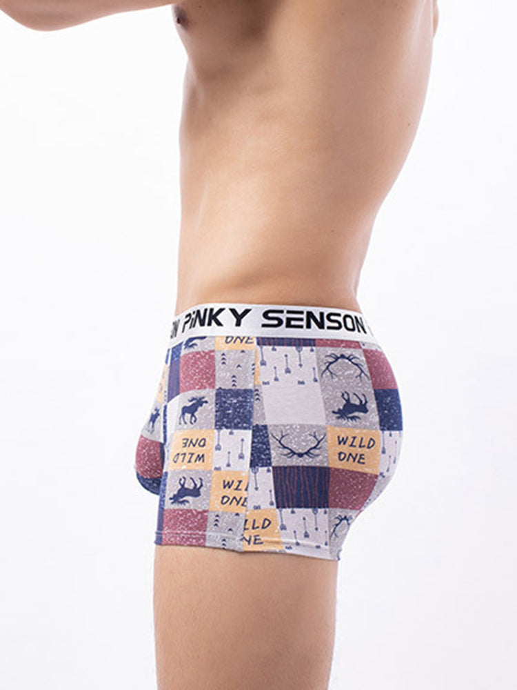 4 Pack Men's Checkered Pattern Cotton Trunks