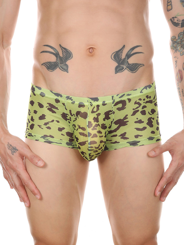 4 Pack Leopard Print See-through Mesh Trunks