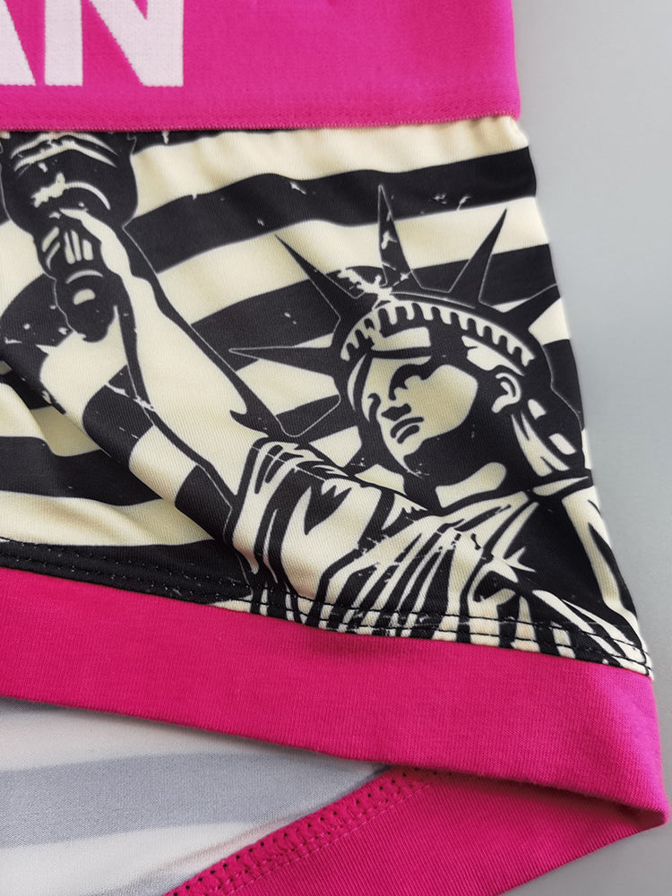 2 Pack Men's Statue of Liberty Print Comfortable and Breathable Trunks