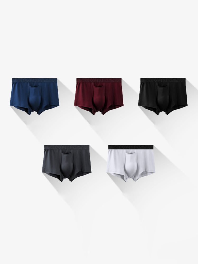 4 Pack Men's Solid Color Separation Pouch Style Separated Breathable Rayon Trunks