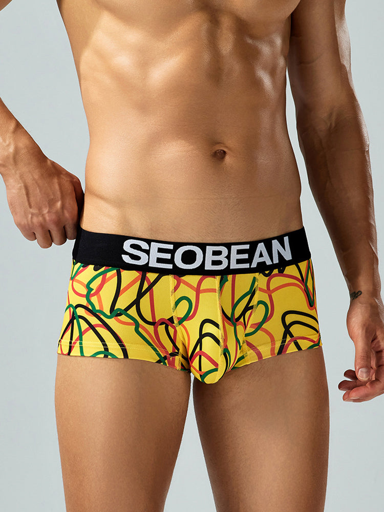 2 Pack Men's Comfortable Breathable Messy Lines Polyester Boxer Briefs